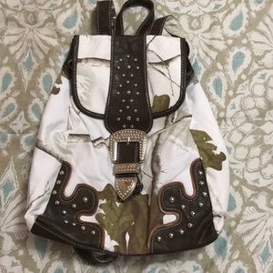 Realtree White camo book bag